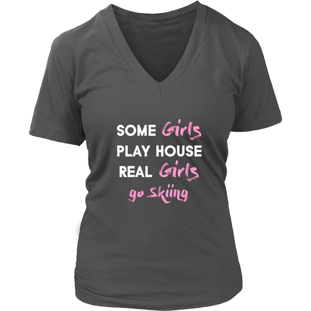 Skiing Shirt - Some girls play house real girls go Skiing- Hobby Lady-T-shirt-Teelime | shirts-hoodies-mugs