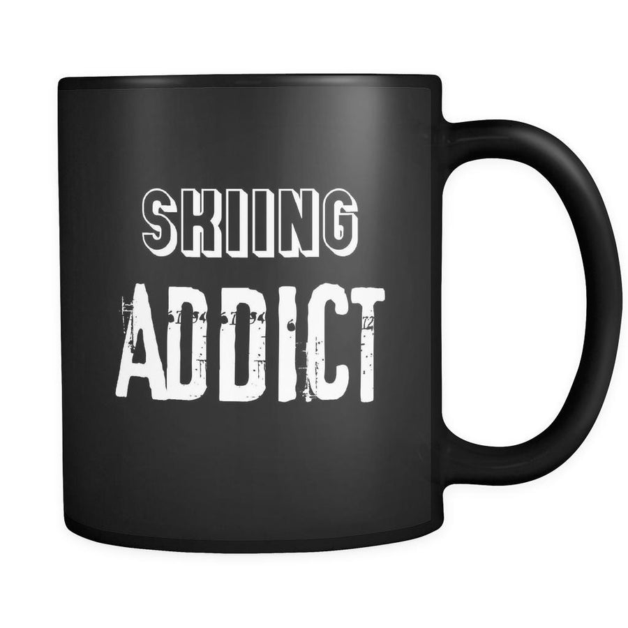 Skiing Skiing Addict 11oz Black Mug-Drinkware-Teelime | shirts-hoodies-mugs