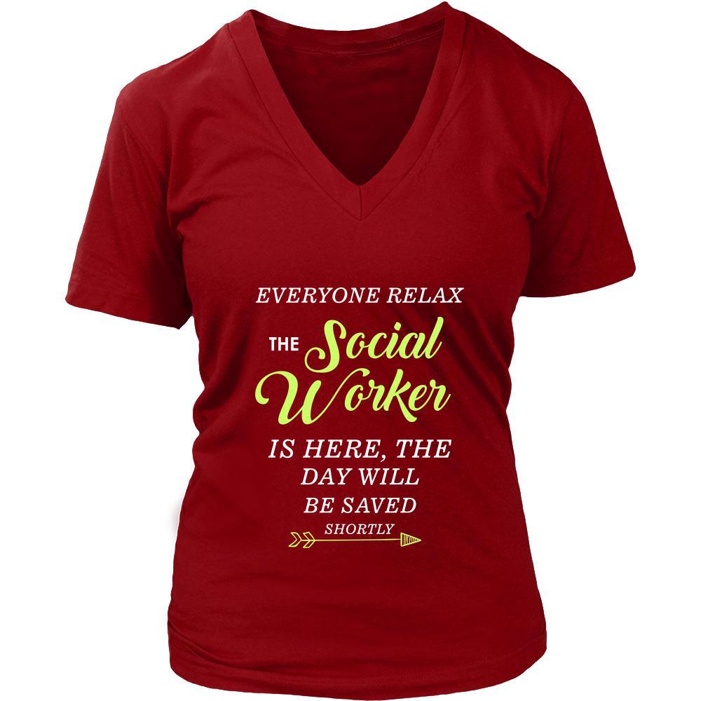 Social Worker Shirt - Everyone relax the Social Worker is here, the day will be save shortly - Profession Gift-T-shirt-Teelime | shirts-hoodies-mugs