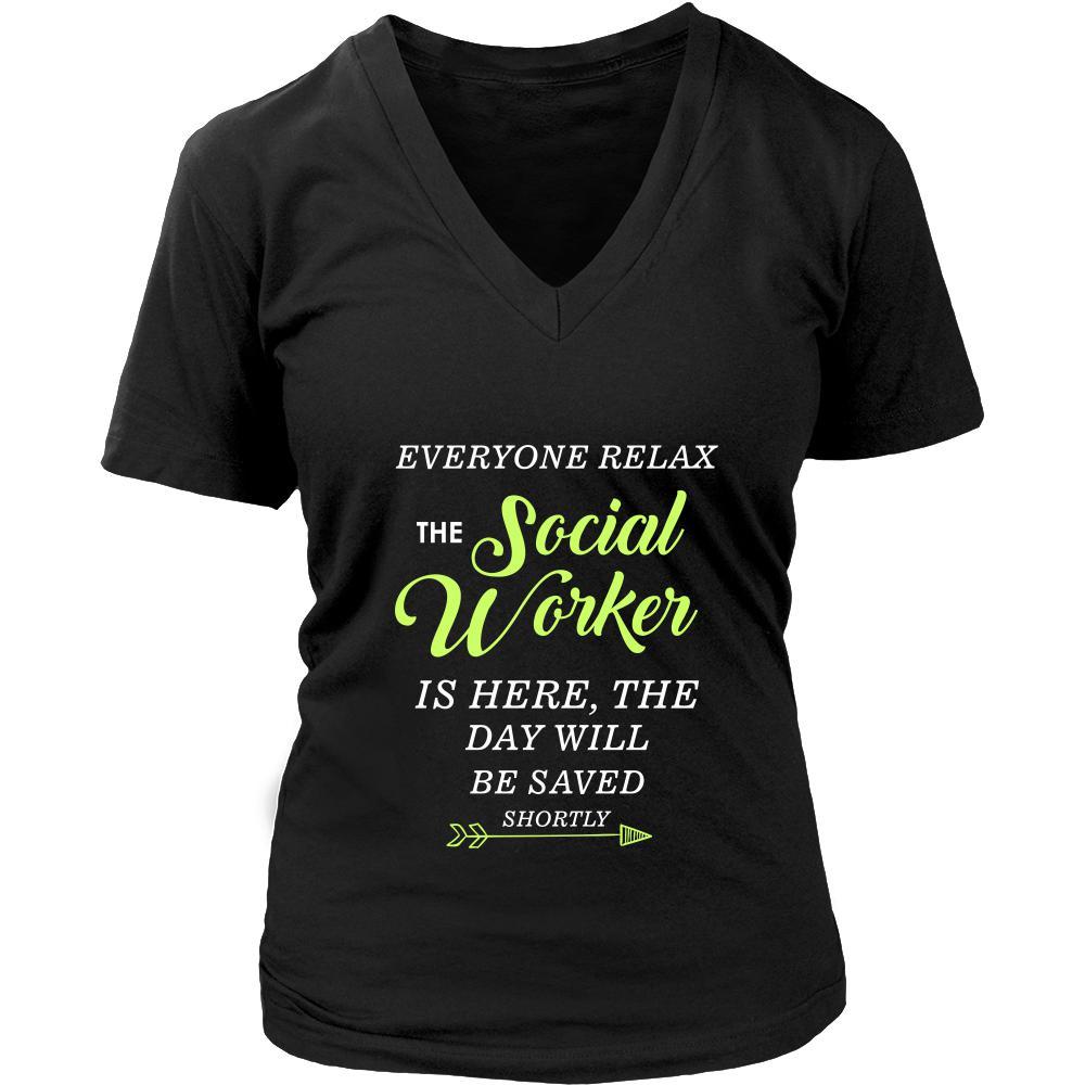 Social Worker Shirt - Everyone relax the Social Worker is here, the day will be save shortly - Profession Gift-T-shirt-Teelime | shirts-hoodies-mugs