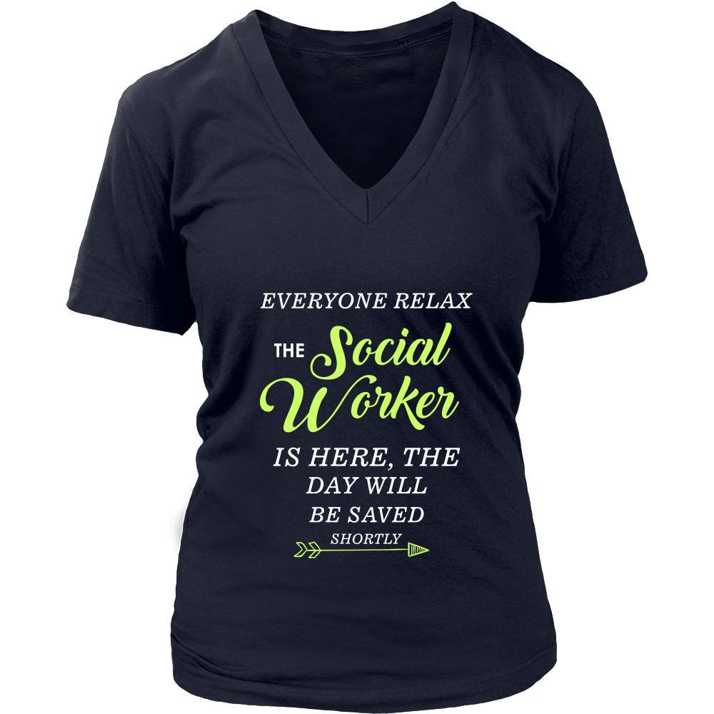 Social Worker Shirt - Everyone relax the Social Worker is here, the day will be save shortly - Profession Gift-T-shirt-Teelime | shirts-hoodies-mugs