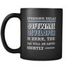 Software developer - Everyone relax the Software developer is here, the day will be save shortly - 11oz Black Mug-Drinkware-Teelime | shirts-hoodies-mugs