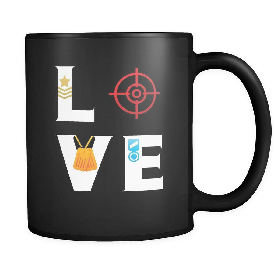 Soldier mug - LOVE Soldier - 11oz Black Mug-Drinkware-Teelime | shirts-hoodies-mugs