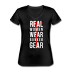 Firefighter - Real women wear Bunker Gear Women's V-Neck T-Shirt-Women's V-Neck T-Shirt-Teelime | shirts-hoodies-mugs