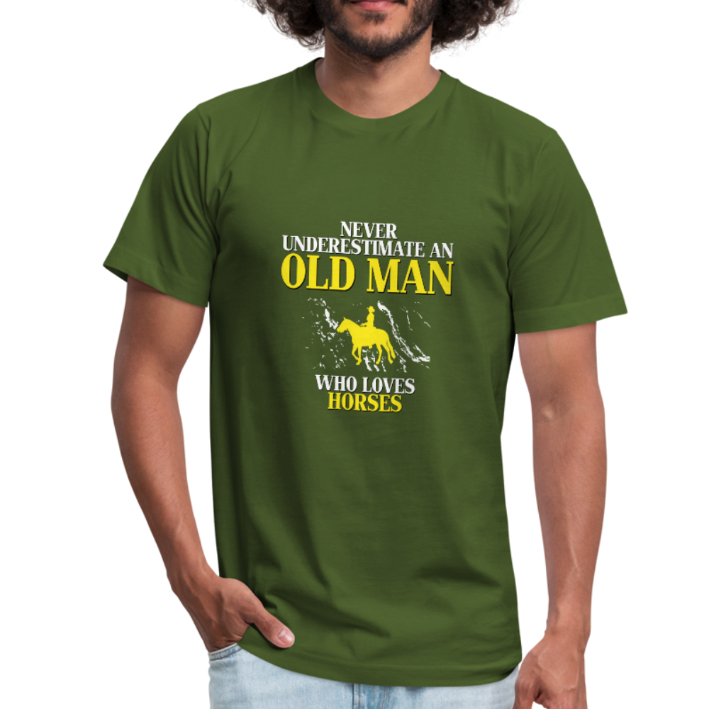 Horse Shirt - Never underestimate an old man who loves horses Unisex Canvas T-Shirt-Unisex Jersey T-Shirt by Bella + Canvas-Teelime | shirts-hoodies-mugs