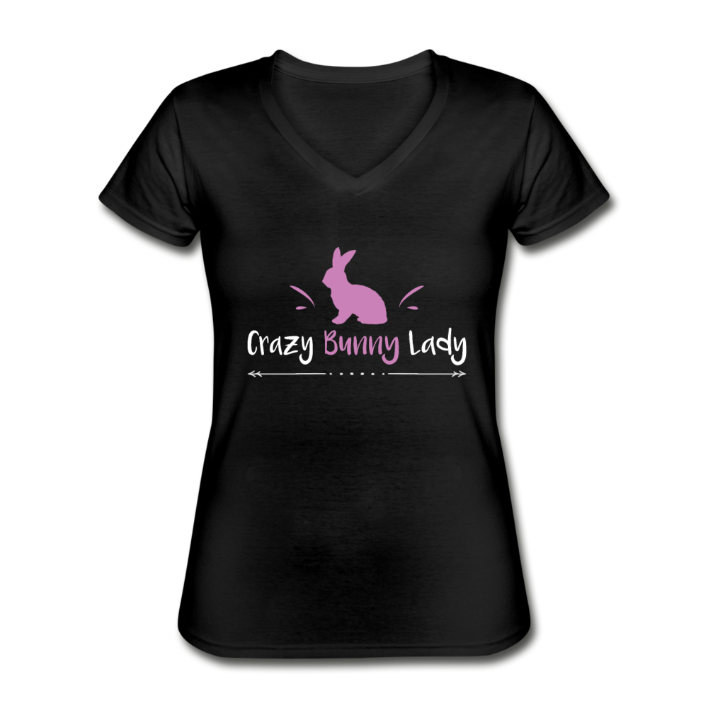 Crazy Bunny Lady Women's V-Neck T-Shirt-Women's V-Neck T-Shirt-Teelime | shirts-hoodies-mugs