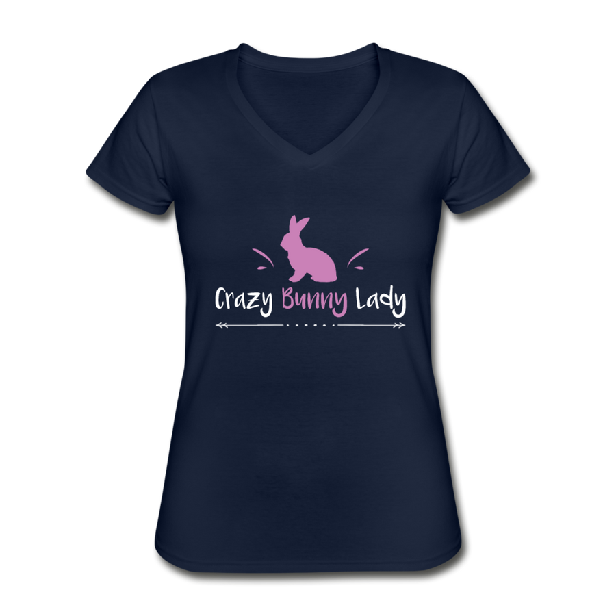 Crazy Bunny Lady Women's V-Neck T-Shirt-Women's V-Neck T-Shirt-Teelime | shirts-hoodies-mugs