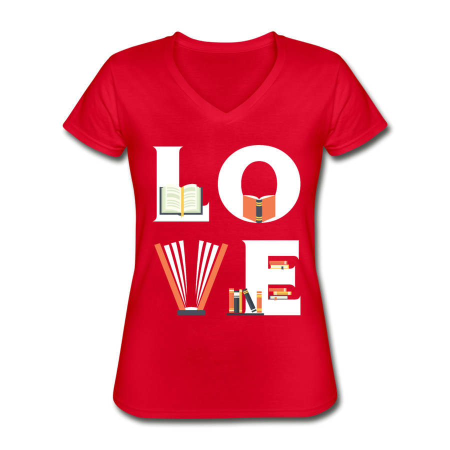 LOVE Librarian Women's V-Neck T-Shirt-Women's V-Neck T-Shirt-Teelime | shirts-hoodies-mugs