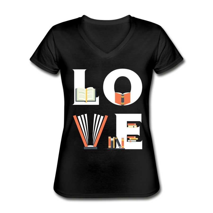 LOVE Librarian Women's V-Neck T-Shirt-Women's V-Neck T-Shirt-Teelime | shirts-hoodies-mugs