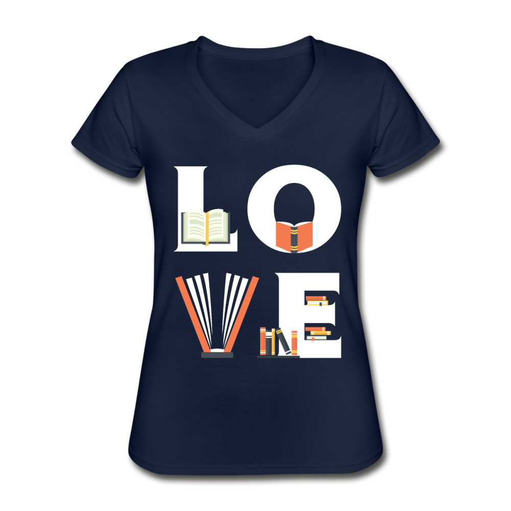 LOVE Librarian Women's V-Neck T-Shirt-Women's V-Neck T-Shirt-Teelime | shirts-hoodies-mugs