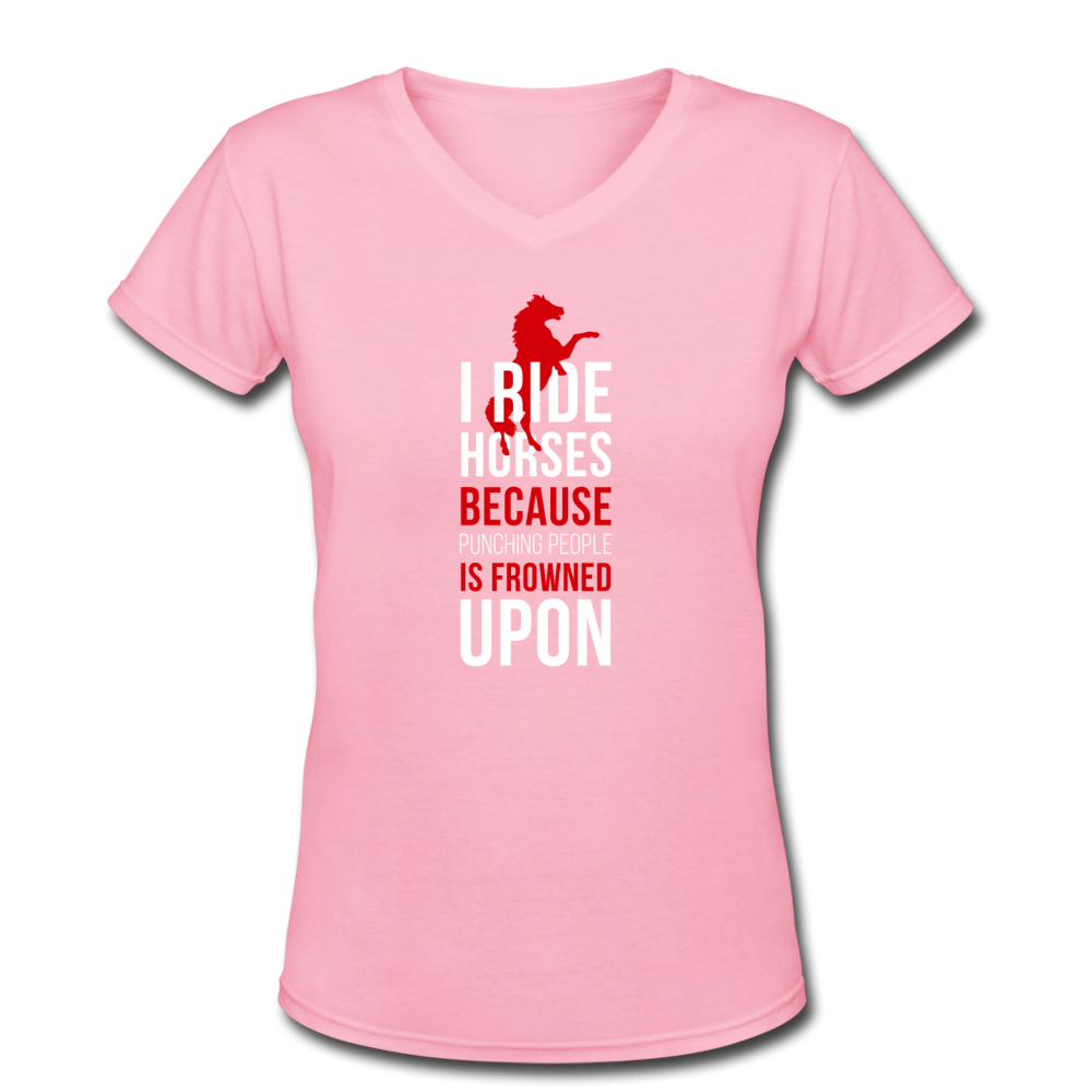 I Ride Horses Because Punching People is Frowned Upon Women's V-Neck T-Shirt-Women's V-Neck T-Shirt-Teelime | shirts-hoodies-mugs