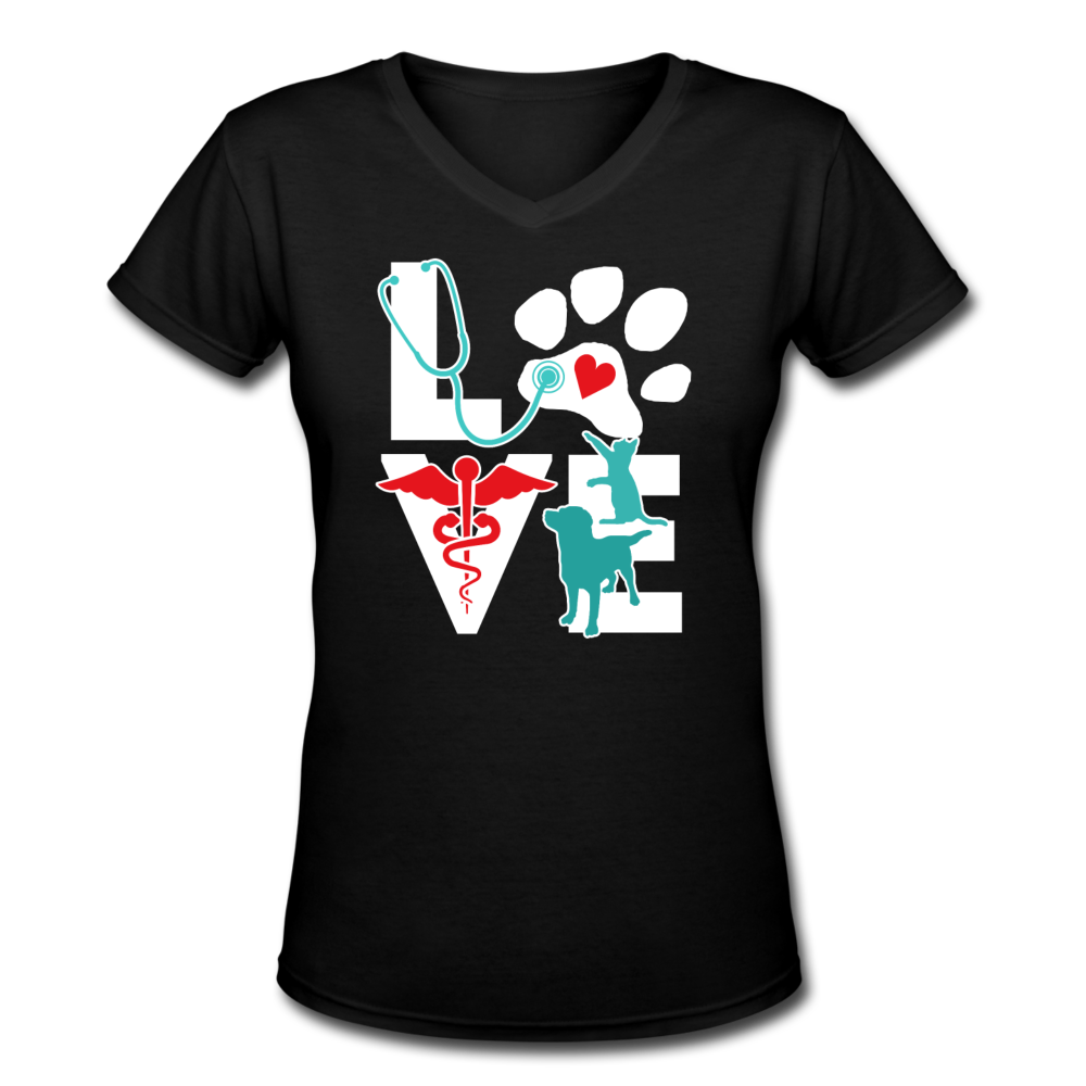 Veterinarian Love Cat and Dog Women's V-Neck T-Shirt-Women's V-Neck T-Shirt-Teelime | shirts-hoodies-mugs