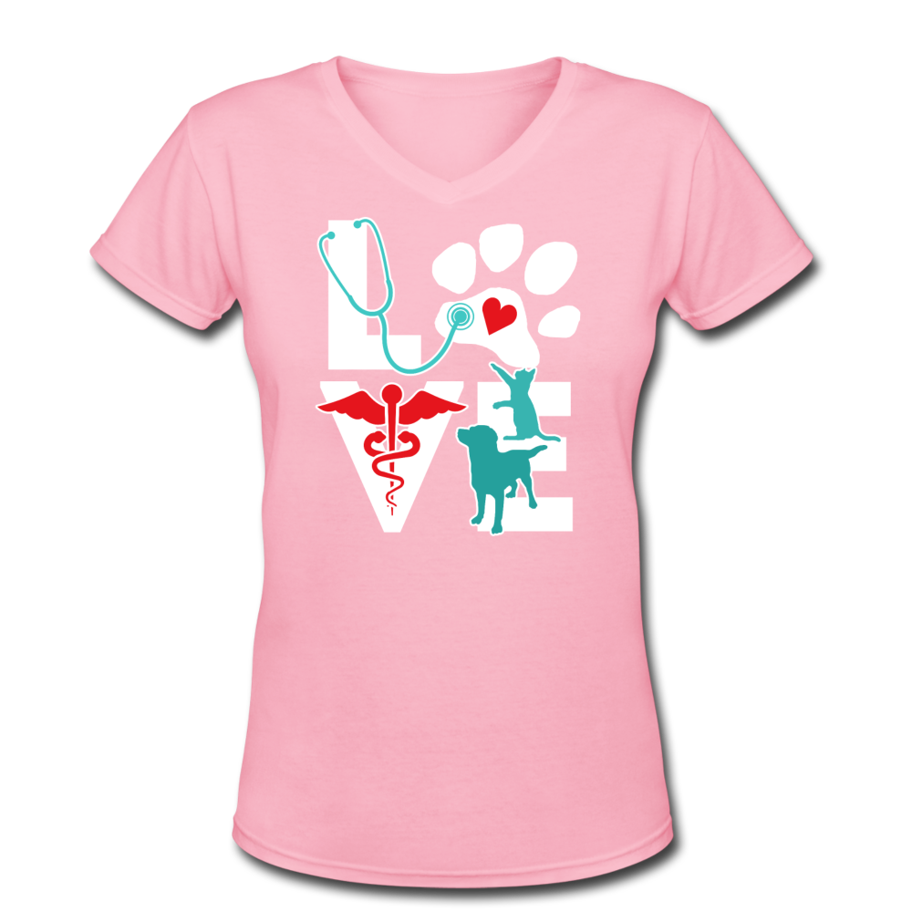 Veterinarian Love Cat and Dog Women's V-Neck T-Shirt-Women's V-Neck T-Shirt-Teelime | shirts-hoodies-mugs