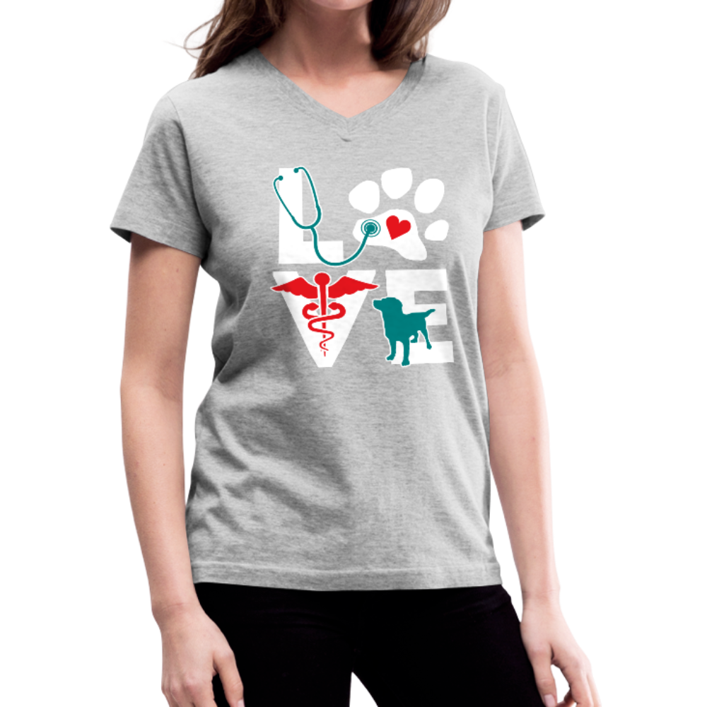 Veterinarian Love Dog Teal Women's V-Neck T-Shirt-Women's V-Neck T-Shirt-Teelime | shirts-hoodies-mugs