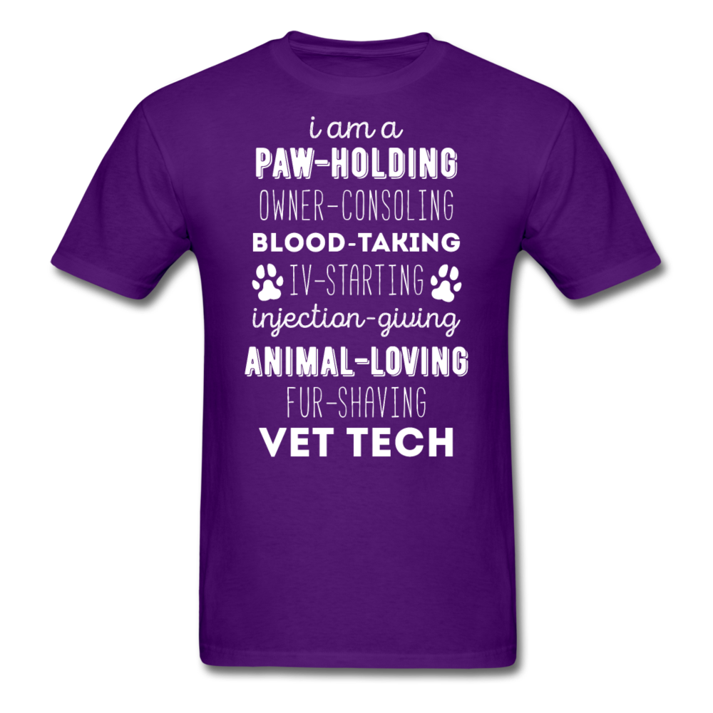 I am a paw-holding animal-loving fur-shaving Vet Tech Unisex T-Shirt-Unisex Classic T-Shirt | Fruit of the Loom 3930-Teelime | shirts-hoodies-mugs