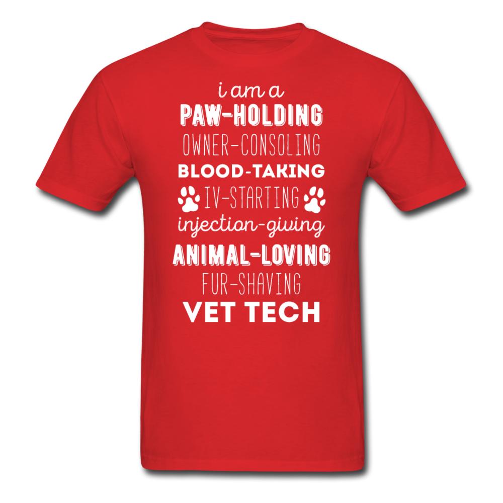 I am a paw-holding animal-loving fur-shaving Vet Tech Unisex T-Shirt-Unisex Classic T-Shirt | Fruit of the Loom 3930-Teelime | shirts-hoodies-mugs