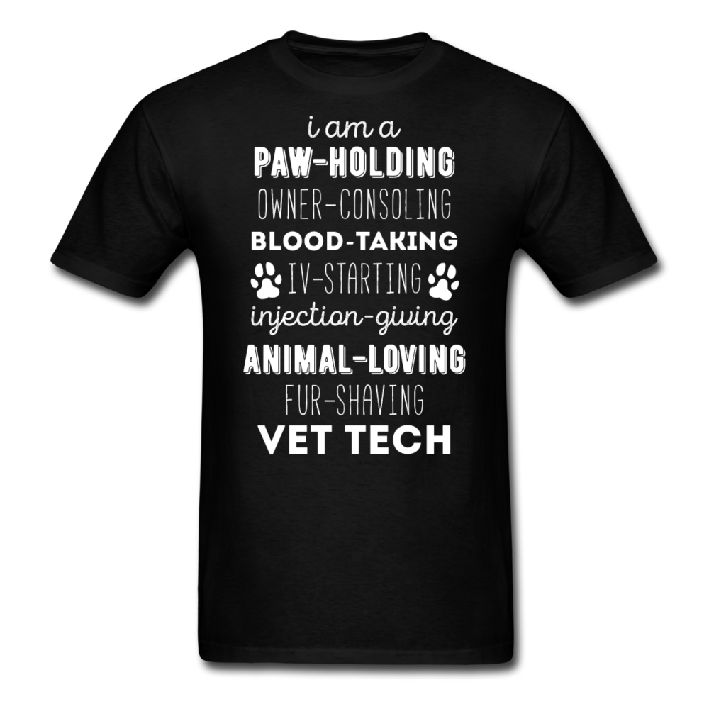 I am a paw-holding animal-loving fur-shaving Vet Tech Unisex T-Shirt-Unisex Classic T-Shirt | Fruit of the Loom 3930-Teelime | shirts-hoodies-mugs