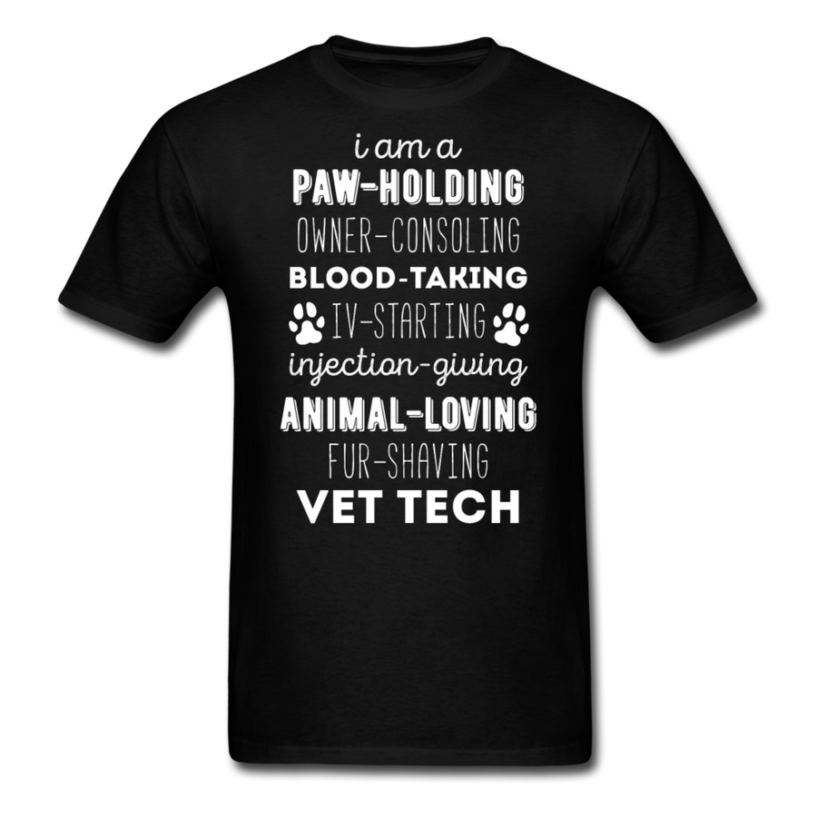 I am a paw-holding animal-loving fur-shaving Vet Tech Unisex T-Shirt-Unisex Classic T-Shirt | Fruit of the Loom 3930-Teelime | shirts-hoodies-mugs