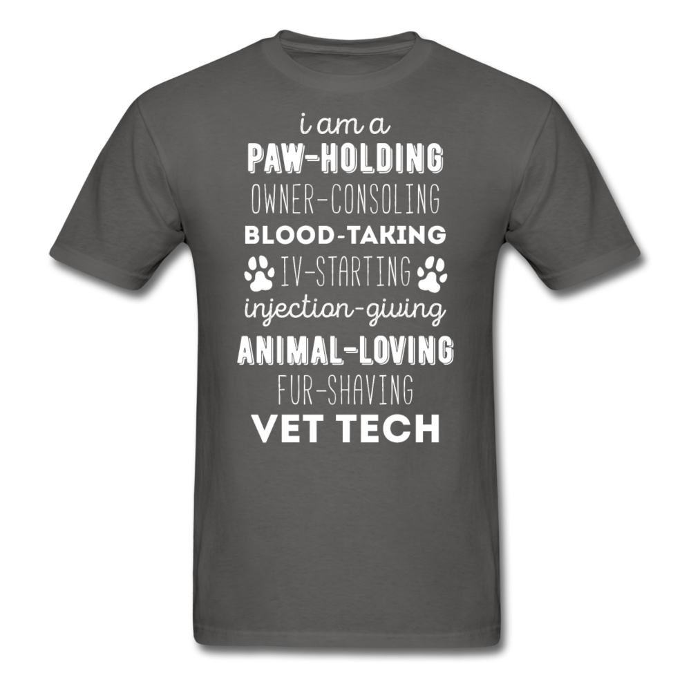 I am a paw-holding animal-loving fur-shaving Vet Tech Unisex T-Shirt-Unisex Classic T-Shirt | Fruit of the Loom 3930-Teelime | shirts-hoodies-mugs