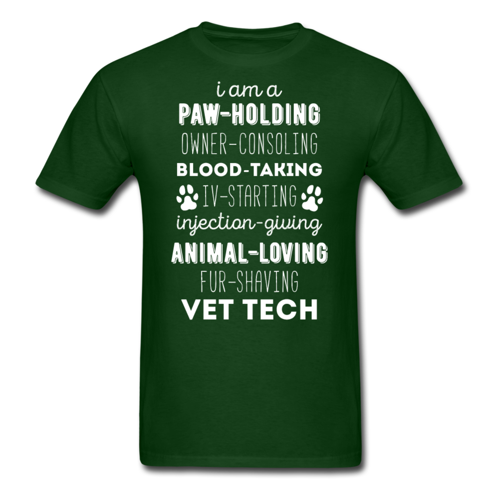 I am a paw-holding animal-loving fur-shaving Vet Tech Unisex T-Shirt-Unisex Classic T-Shirt | Fruit of the Loom 3930-Teelime | shirts-hoodies-mugs
