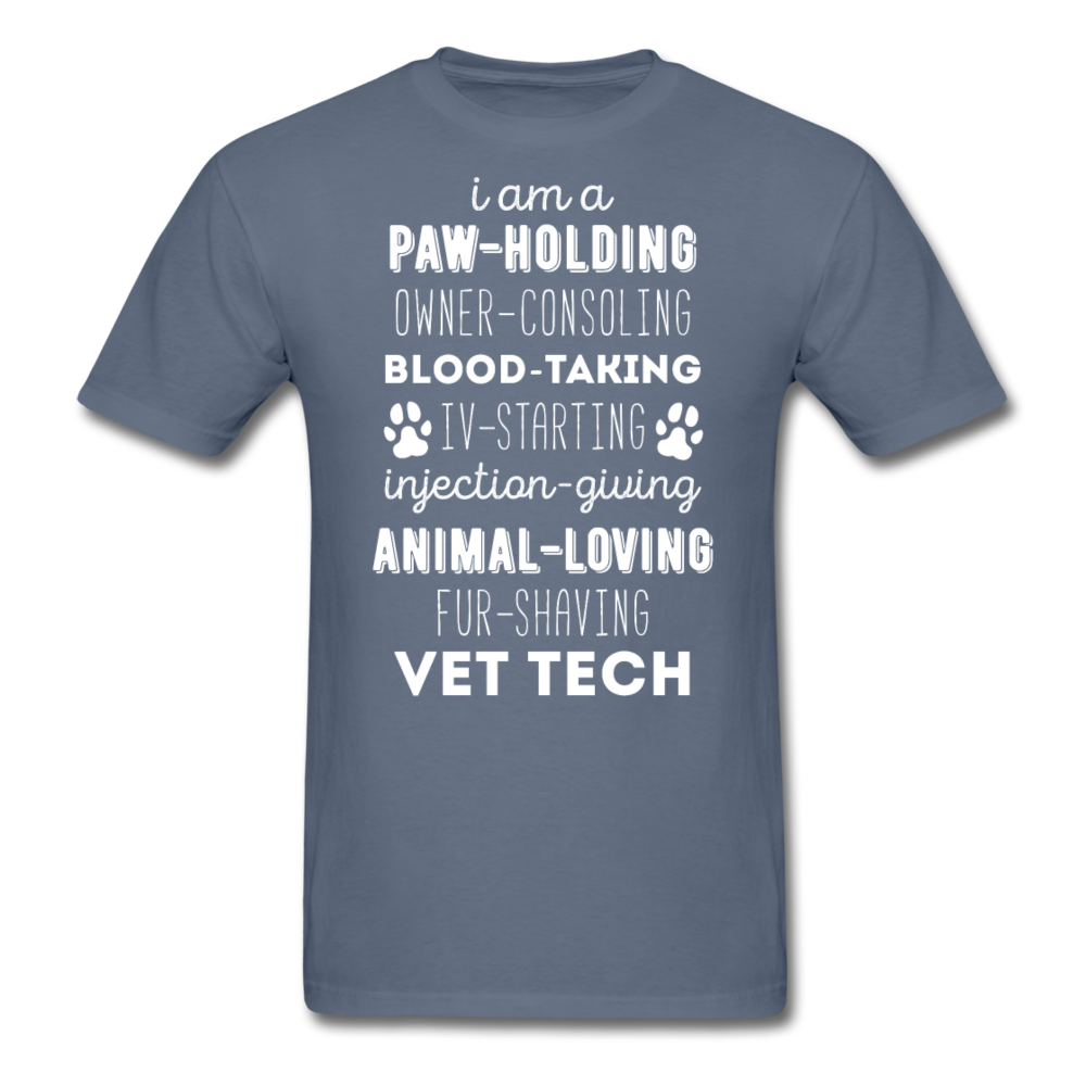 I am a paw-holding animal-loving fur-shaving Vet Tech Unisex T-Shirt-Unisex Classic T-Shirt | Fruit of the Loom 3930-Teelime | shirts-hoodies-mugs