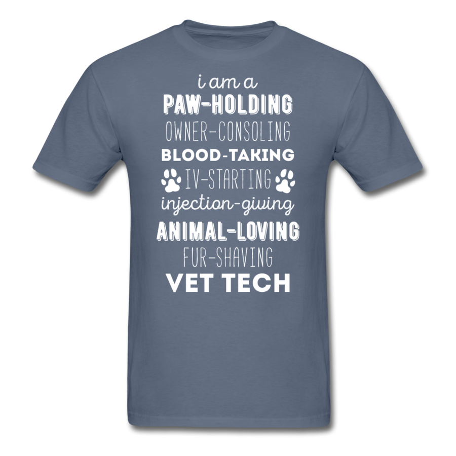 I am a paw-holding animal-loving fur-shaving Vet Tech Unisex T-Shirt-Unisex Classic T-Shirt | Fruit of the Loom 3930-Teelime | shirts-hoodies-mugs