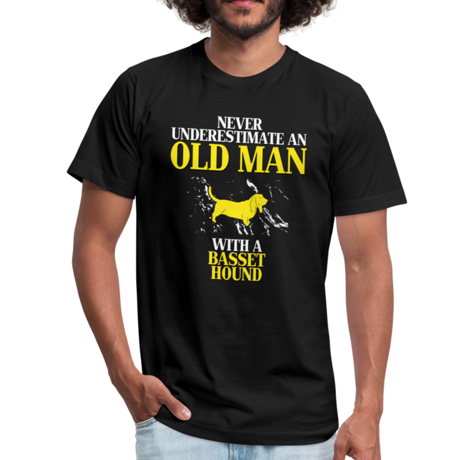 Never Underestimate an Old Man With a Basset Hound Unisex Canvas T-Shirt-Unisex Jersey T-Shirt | Bella + Canvas 3001-Teelime | shirts-hoodies-mugs