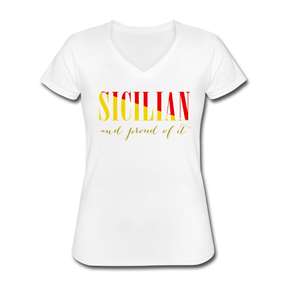 Sicilian And Proud Of It Women's V-Neck T-Shirt-Women's V-Neck T-Shirt | Fruit of the Loom L39VR-Teelime | shirts-hoodies-mugs