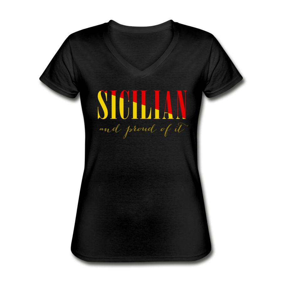 Sicilian And Proud Of It Women's V-Neck T-Shirt-Women's V-Neck T-Shirt | Fruit of the Loom L39VR-Teelime | shirts-hoodies-mugs