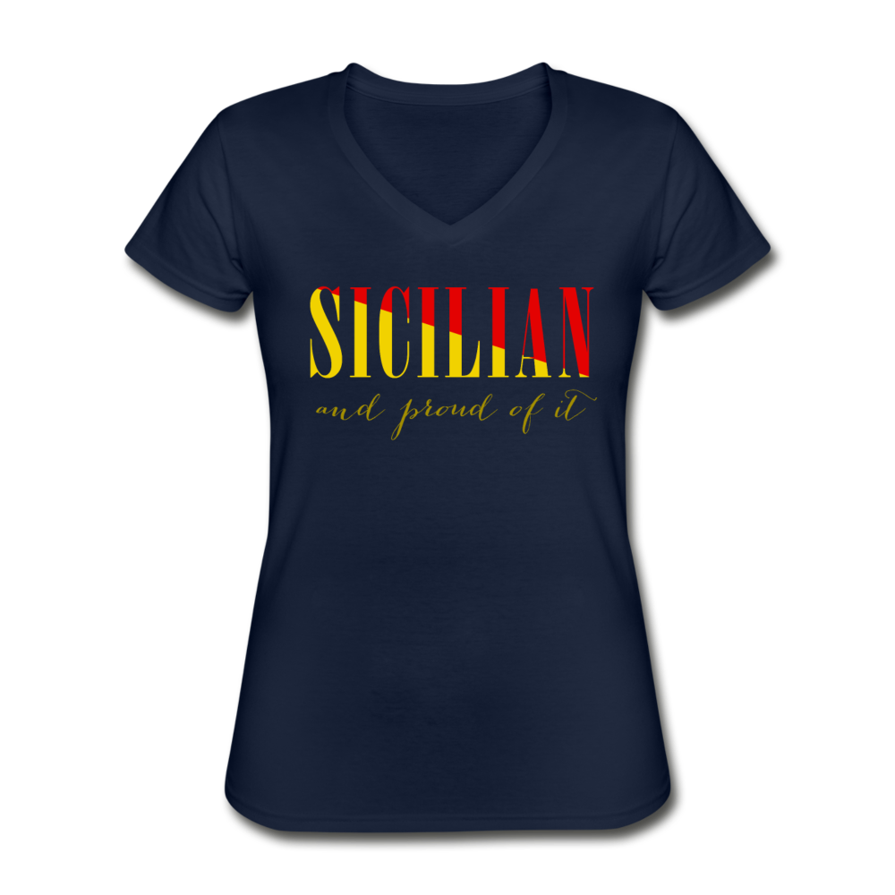Sicilian And Proud Of It Women's V-Neck T-Shirt-Women's V-Neck T-Shirt | Fruit of the Loom L39VR-Teelime | shirts-hoodies-mugs
