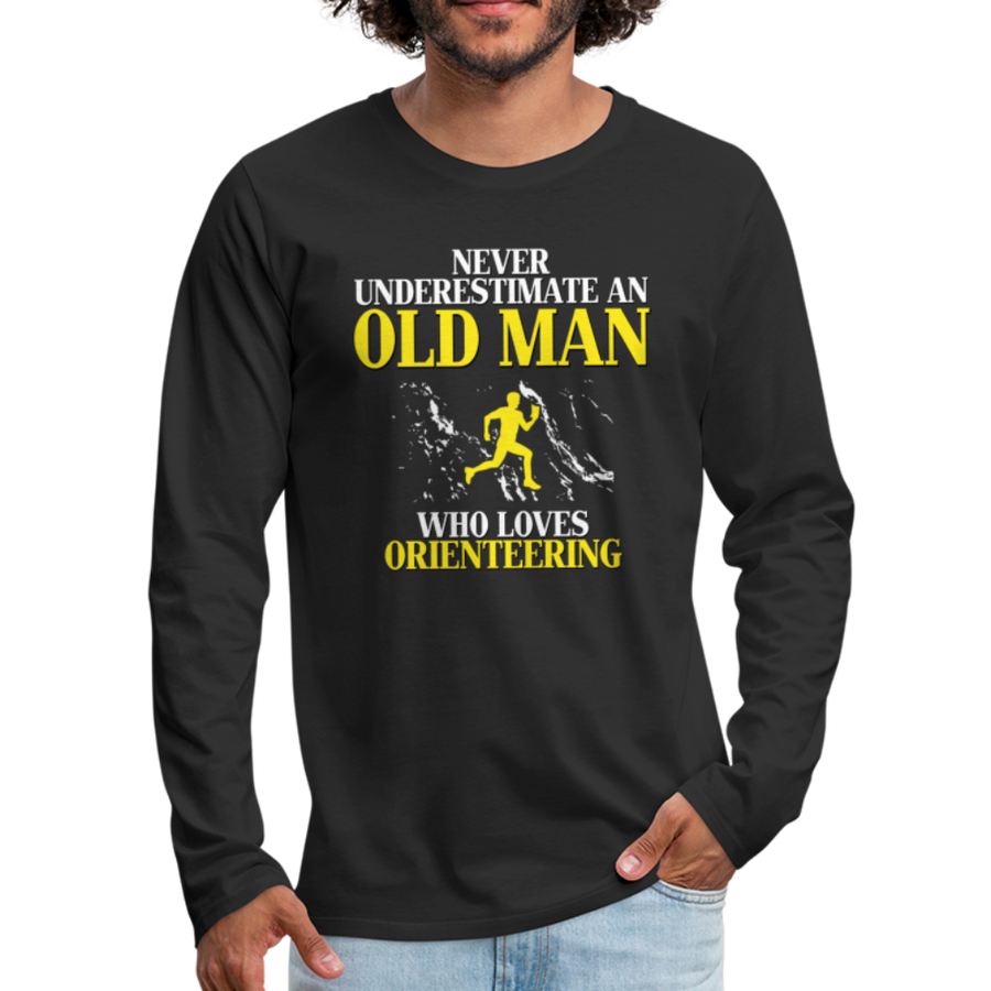 Never underestimate an old man who loves orienteering Unisex Longsleeve-Men's Premium Long Sleeve T-Shirt | Spreadshirt 875-Teelime | shirts-hoodies-mugs
