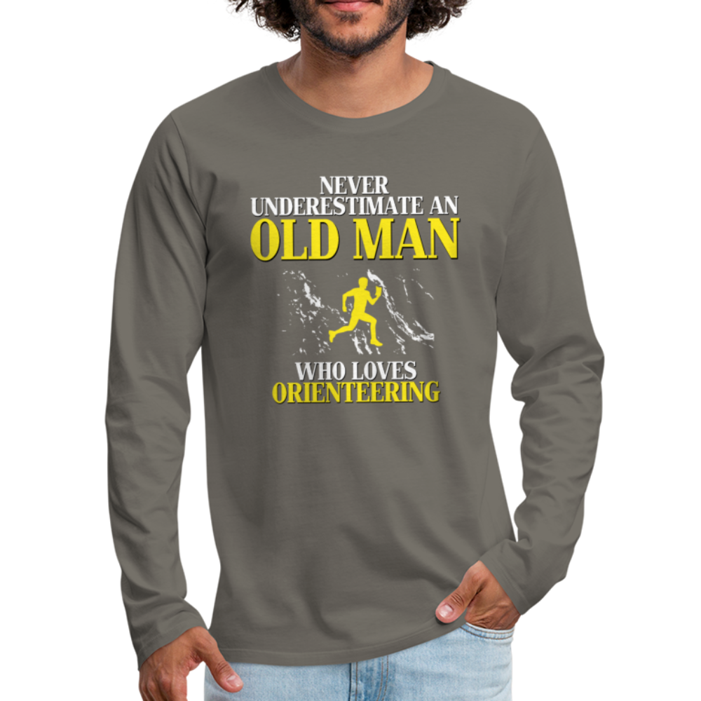 Never underestimate an old man who loves orienteering Unisex Longsleeve-Men's Premium Long Sleeve T-Shirt | Spreadshirt 875-Teelime | shirts-hoodies-mugs