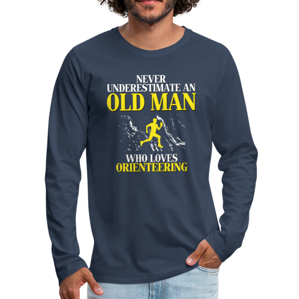Never underestimate an old man who loves orienteering Unisex Longsleeve-Men's Premium Long Sleeve T-Shirt | Spreadshirt 875-Teelime | shirts-hoodies-mugs