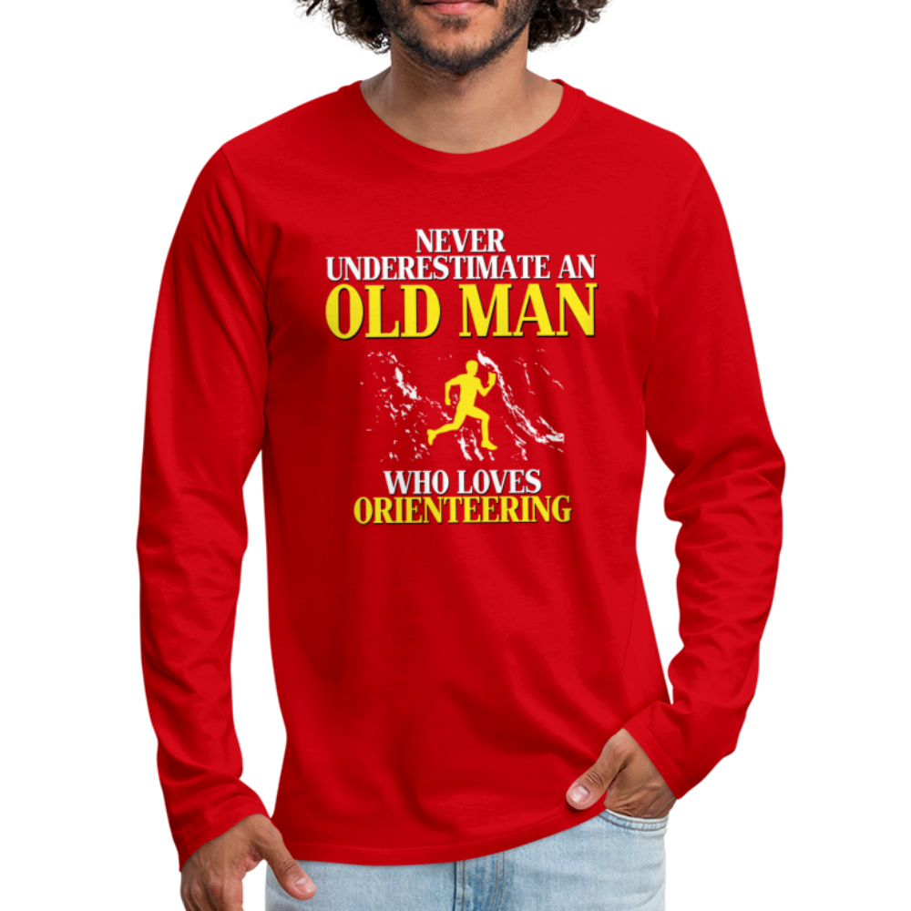 Never underestimate an old man who loves orienteering Unisex Longsleeve-Men's Premium Long Sleeve T-Shirt | Spreadshirt 875-Teelime | shirts-hoodies-mugs