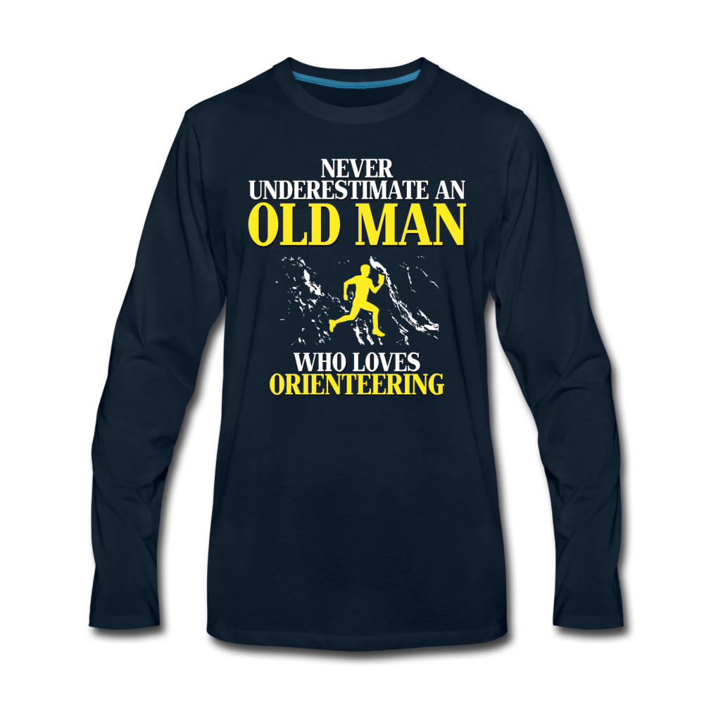 Never underestimate an old man who loves orienteering Unisex Longsleeve-Men's Premium Long Sleeve T-Shirt | Spreadshirt 875-Teelime | shirts-hoodies-mugs