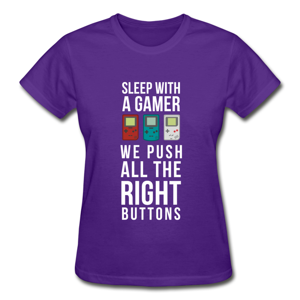 Sleep With a Gamer We Push All the Right Buttons Gildan Ultra Cotton Ladies T-Shirt-Ultra Cotton Ladies T-Shirt | Gildan G200L-Teelime | shirts-hoodies-mugs