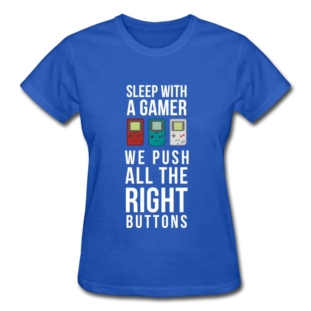 Sleep With a Gamer We Push All the Right Buttons Gildan Ultra Cotton Ladies T-Shirt-Ultra Cotton Ladies T-Shirt | Gildan G200L-Teelime | shirts-hoodies-mugs