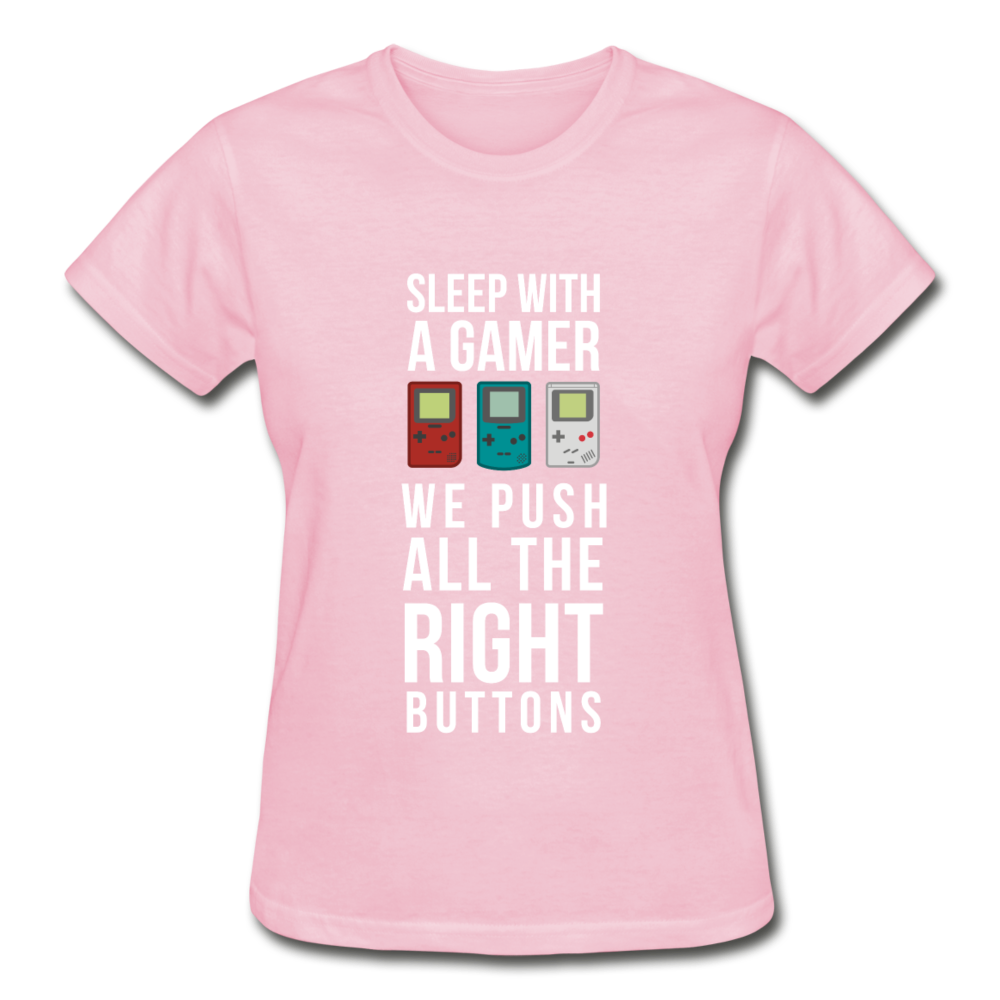Sleep With a Gamer We Push All the Right Buttons Gildan Ultra Cotton Ladies T-Shirt-Ultra Cotton Ladies T-Shirt | Gildan G200L-Teelime | shirts-hoodies-mugs