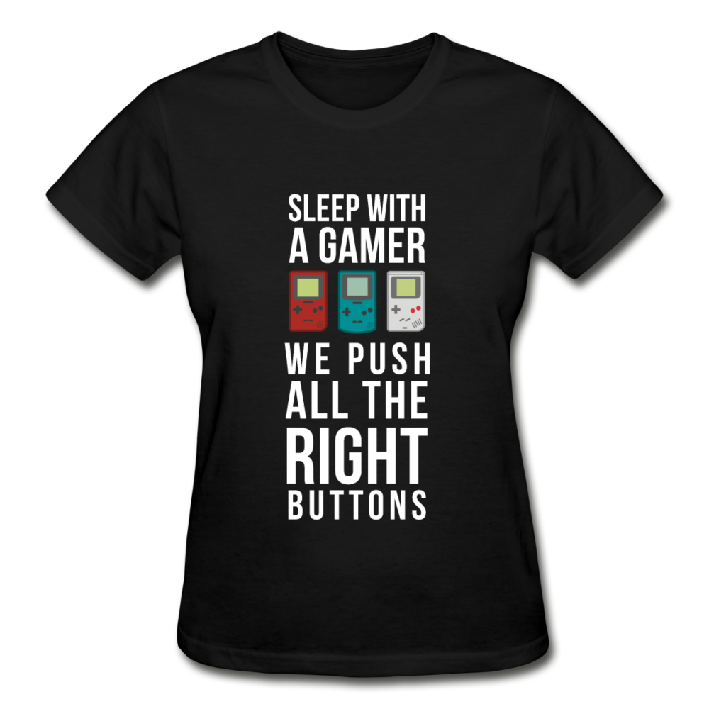 Sleep With a Gamer We Push All the Right Buttons Gildan Ultra Cotton Ladies T-Shirt-Ultra Cotton Ladies T-Shirt | Gildan G200L-Teelime | shirts-hoodies-mugs