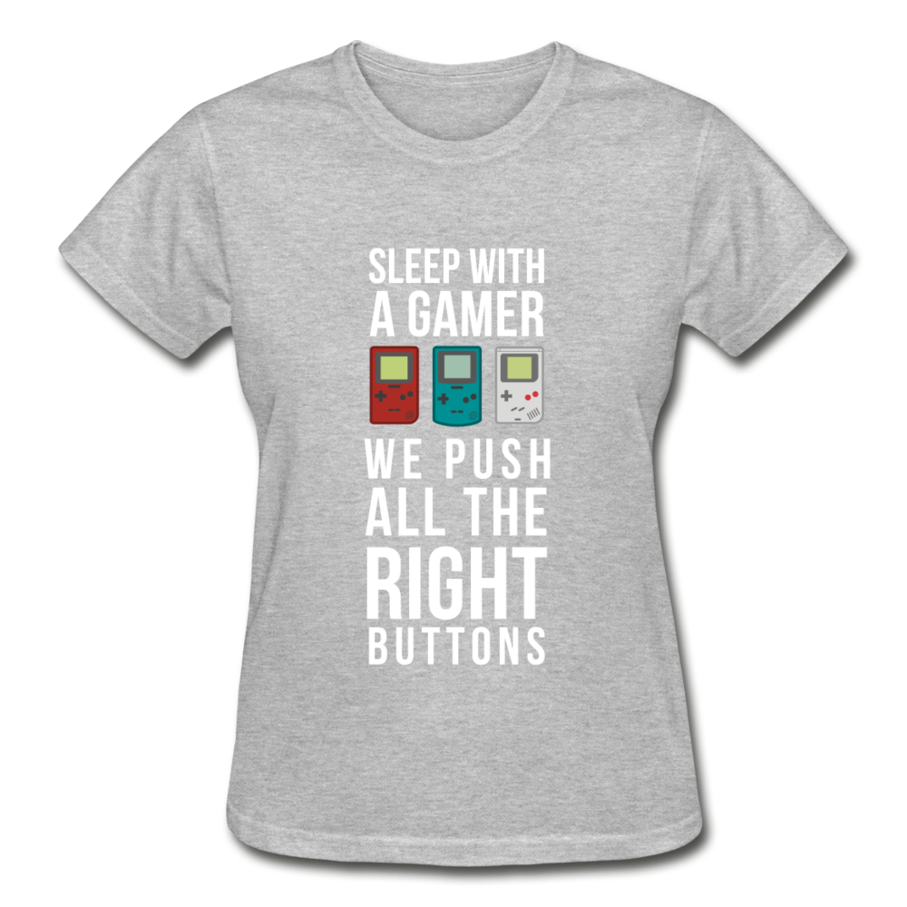 Sleep With a Gamer We Push All the Right Buttons Gildan Ultra Cotton Ladies T-Shirt-Ultra Cotton Ladies T-Shirt | Gildan G200L-Teelime | shirts-hoodies-mugs
