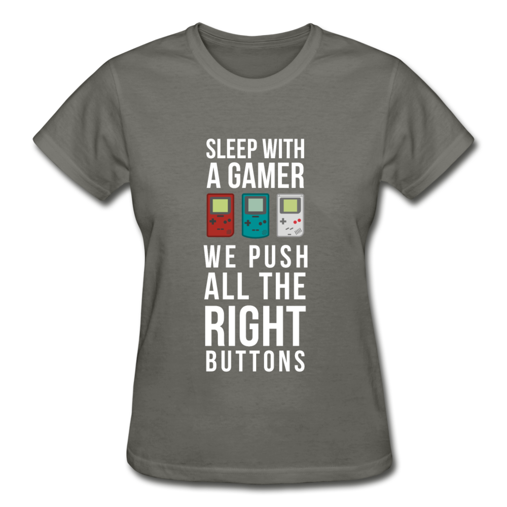 Sleep With a Gamer We Push All the Right Buttons Gildan Ultra Cotton Ladies T-Shirt-Ultra Cotton Ladies T-Shirt | Gildan G200L-Teelime | shirts-hoodies-mugs