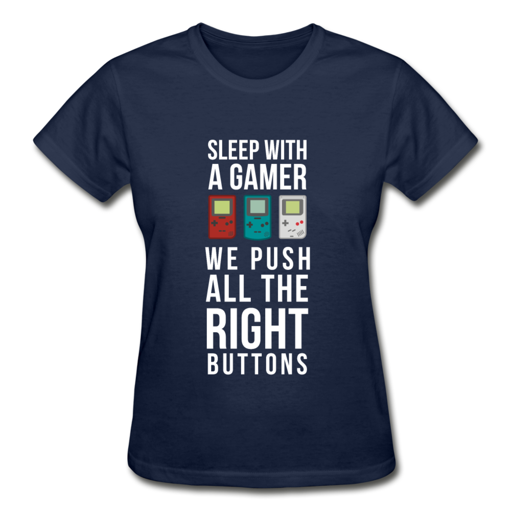Sleep With a Gamer We Push All the Right Buttons Gildan Ultra Cotton Ladies T-Shirt-Ultra Cotton Ladies T-Shirt | Gildan G200L-Teelime | shirts-hoodies-mugs