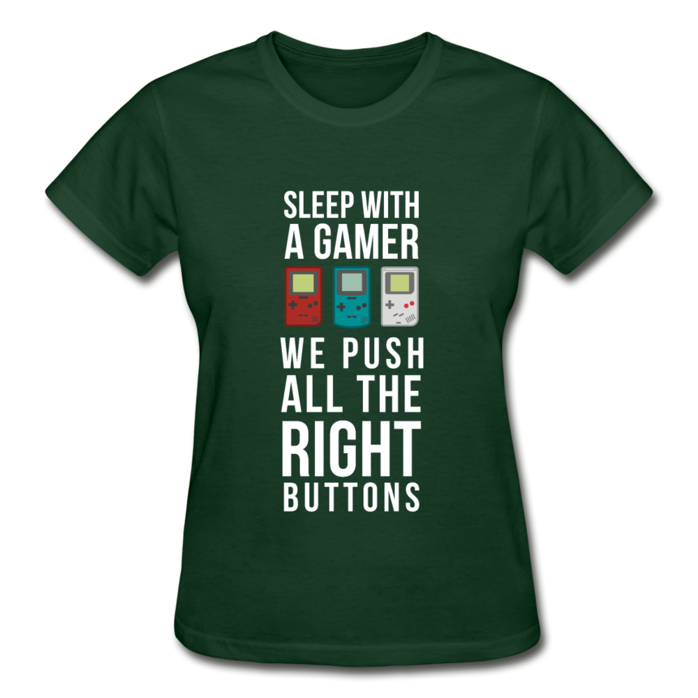 Sleep With a Gamer We Push All the Right Buttons Gildan Ultra Cotton Ladies T-Shirt-Ultra Cotton Ladies T-Shirt | Gildan G200L-Teelime | shirts-hoodies-mugs