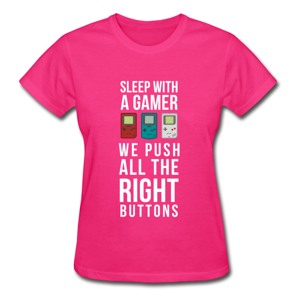 Sleep With a Gamer We Push All the Right Buttons Gildan Ultra Cotton Ladies T-Shirt-Ultra Cotton Ladies T-Shirt | Gildan G200L-Teelime | shirts-hoodies-mugs
