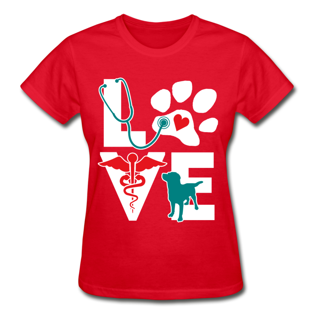Veterinarian Love dog v.Teal Gildan Ultra Cotton Ladies T-Shirt-Ultra Cotton Ladies T-Shirt | Gildan G200L-Teelime | shirts-hoodies-mugs