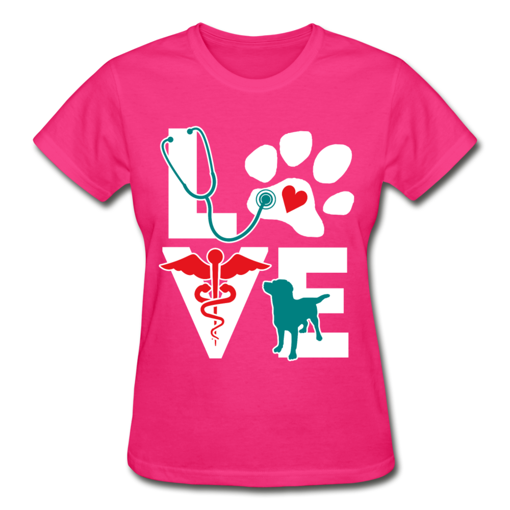 Veterinarian Love dog v.Teal Gildan Ultra Cotton Ladies T-Shirt-Ultra Cotton Ladies T-Shirt | Gildan G200L-Teelime | shirts-hoodies-mugs