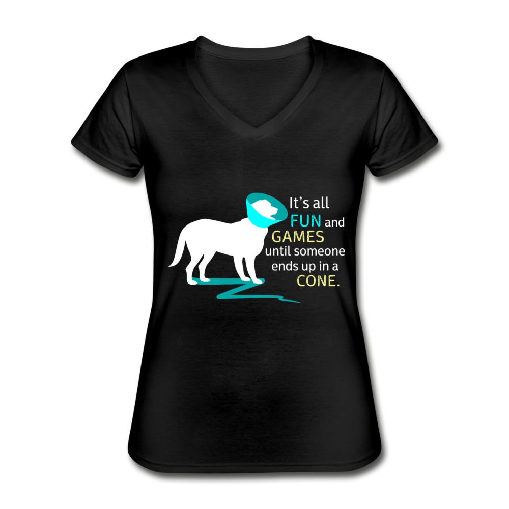 It's all fun and games until someone ends up in a cone. Women's V-Neck T-Shirt-Women's V-Neck T-Shirt | Fruit of the Loom L39VR-Teelime | shirts-hoodies-mugs