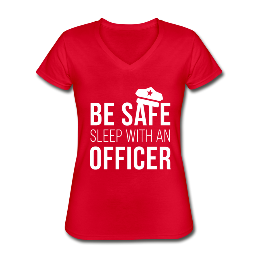 Be safe sleep with a Police Officer Women's V-Neck T-Shirt-Women's V-Neck T-Shirt | Fruit of the Loom L39VR-Teelime | shirts-hoodies-mugs