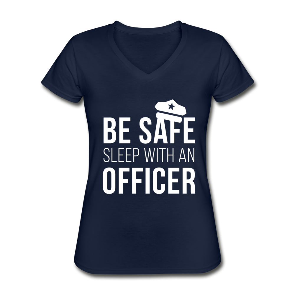 Be safe sleep with a Police Officer Women's V-Neck T-Shirt-Women's V-Neck T-Shirt | Fruit of the Loom L39VR-Teelime | shirts-hoodies-mugs