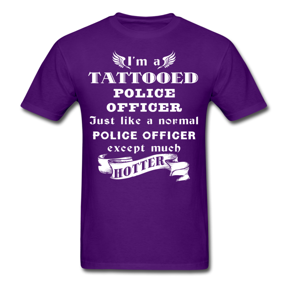 I'm a Tattooed Police Officer,... Much Hotter Unisex T-Shirt-Unisex Classic T-Shirt | Fruit of the Loom 3930-Teelime | shirts-hoodies-mugs